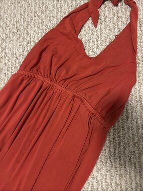 Maternity - Old Navy Rust Halter Maternity Jumpsuit